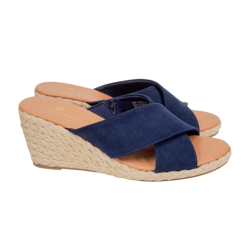 Tommy Bahama Stacey Sandal Navy Espadrille Wedge Slide Womens 8.5